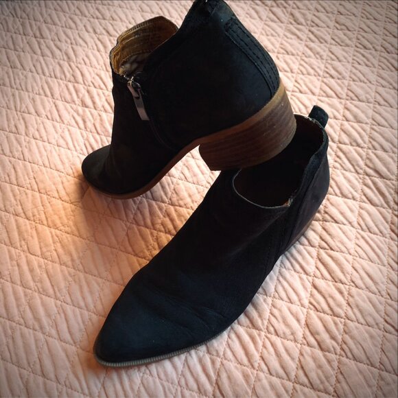 FRANCO SARTO -  Laslo Black leather Ankle Bootie pointed toe side zip -  8,5 - Picture 2 of 9